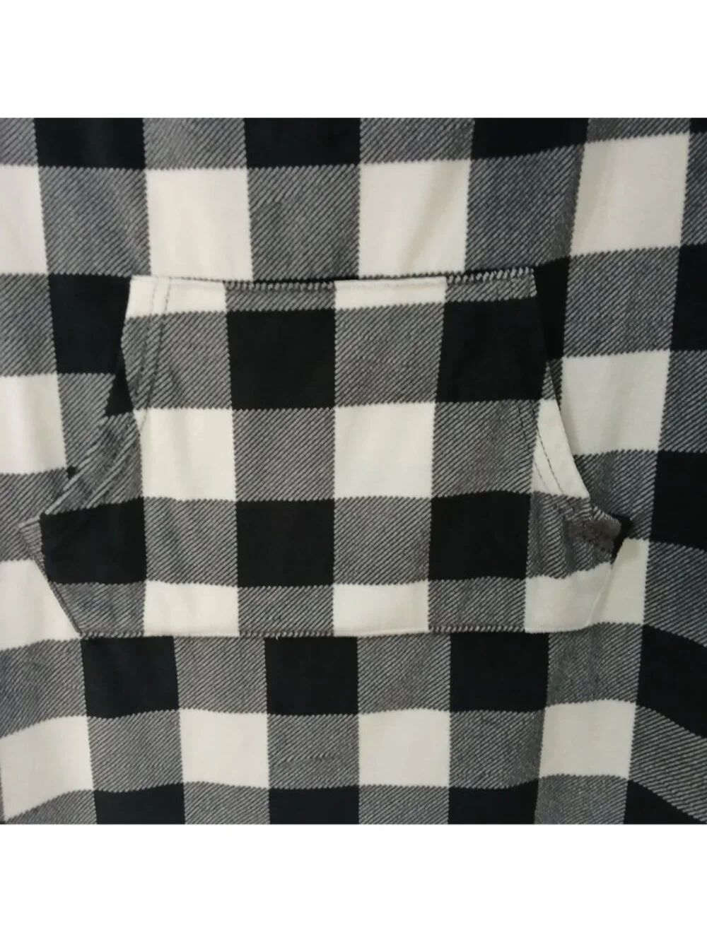 Sleep Chic Size XS Nightgown Hooded Black White Buffalo Check Super Soft #D-40 - Picture 6 of 9
